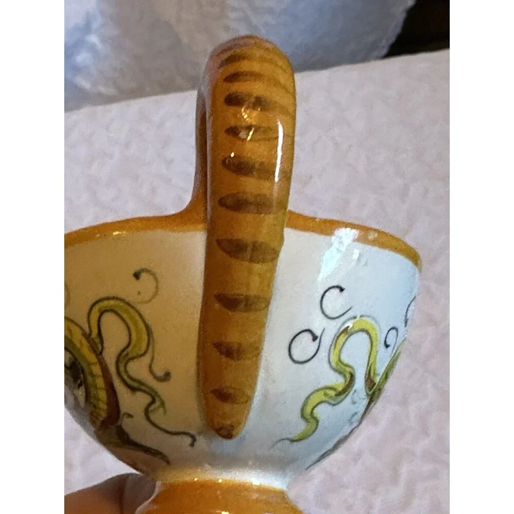 Italian pottery candle holder Buona Notte 629 Italy art dragon vintage